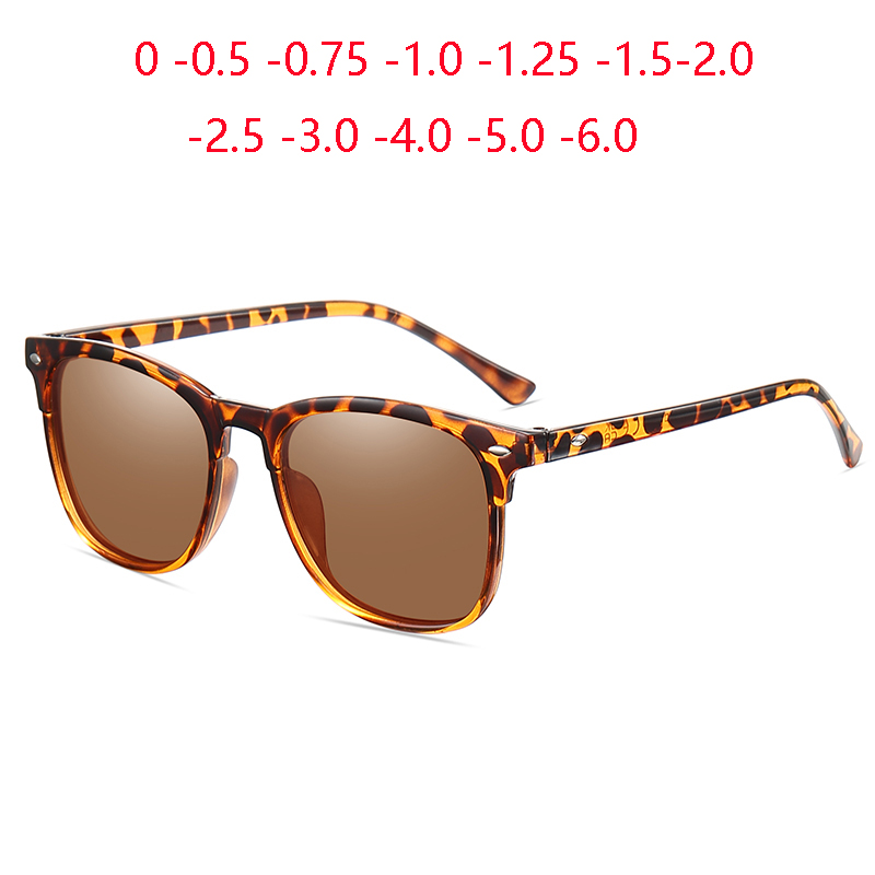 Sunglasses Oversized Square - Oversized Leopard Frame Nearsighted Sunglasses With