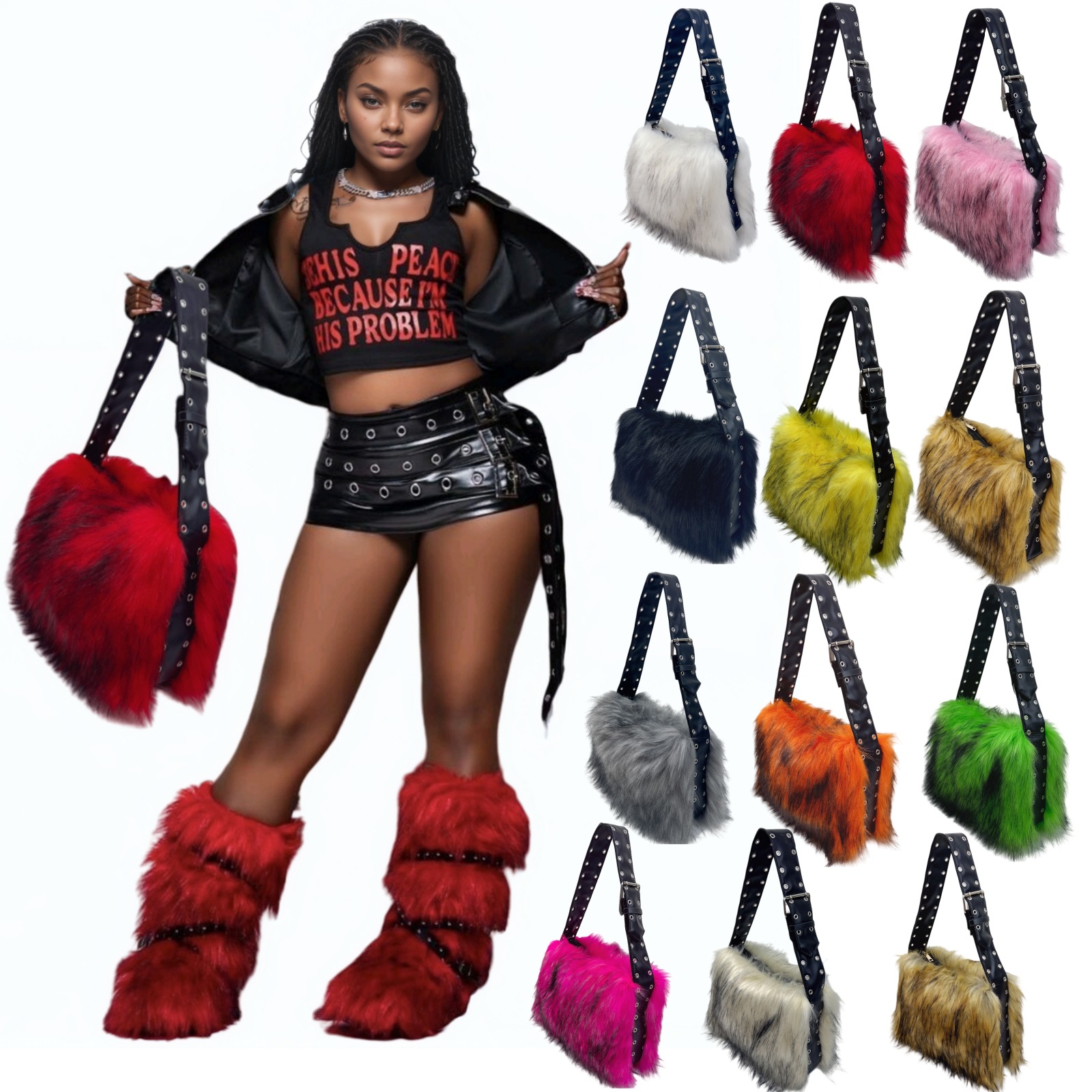 Women Accessories Bag - Y2K fox faux fur women's bag