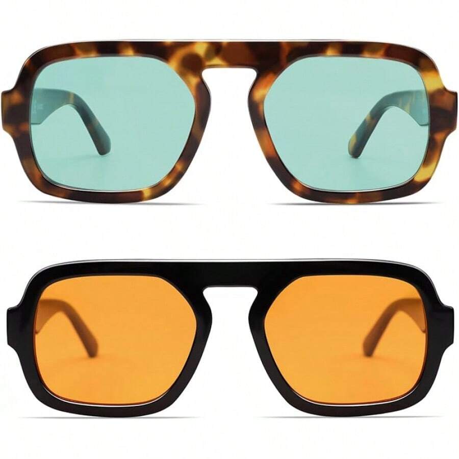Sunglasses Oversized Square - VANLINKER Oversized Retro Square Aviator For