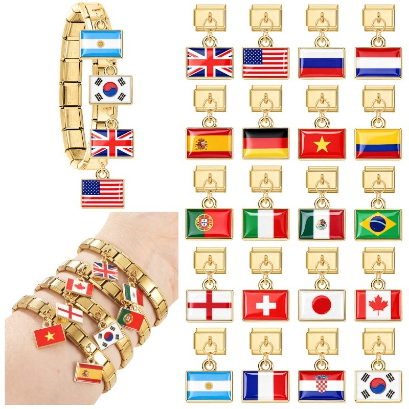1Pcs 9×10mm Colorful World Fla - đánh giá và giá Women'S Accessories Manufacturers